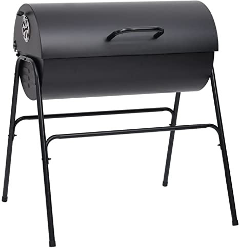 Homgoday Aiaio - Barbacoa de barril con 2 rejillas de cocción, color negro, 80 x 95 x 90 cm, muebles para casa, interior, exterior, salón, dormitorio