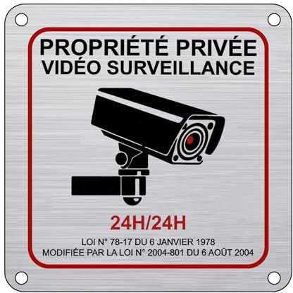 Flintronic Panneau Camera Surveillance Aluminium, 15×15 cm Sécurité de La famille 24H Vidéo Panneau Camera Surveillance avec Autocollant et Trous Pré-percés pour Intérieur/Extérieur