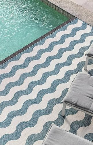 RugVista Mare, In & Outdoor-Teppich, Moderne Teppiche, 140 x 200 cm, Rechteckig, Mittlerer Stapel, Küche, Patio, Nur Handwäsche, UV-beständig, Türkis