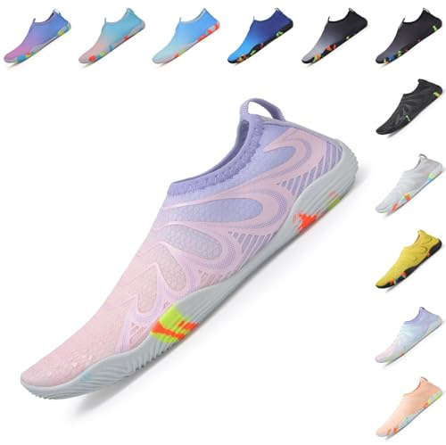 Baofular Chaussures Aquatiques Homme Femme Chaussure de Plage Confortable été Chaussette de Piscine Antidérapante Chaussures d'eau pour Yoga Surf Natation Mer Sport Aquatique Rose Lilas 40 EU