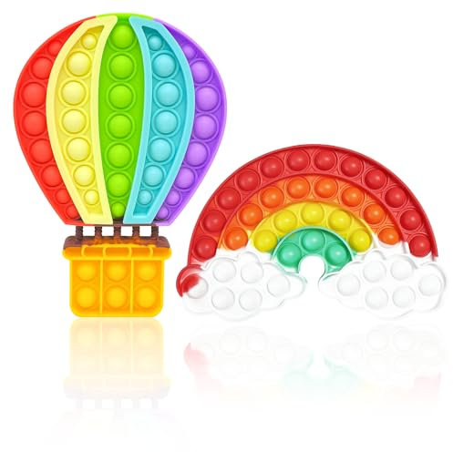 Cuackamily 2 Piezas Bubble Pop Fidget It Toys Set, Push Sensorisches Zappeln Spielzeug Stressabbau, Angst Relief Finger Spielzeug Autismus ADHS Besondere Bedürfnisse Geschenk für Kinder&Erwachsene