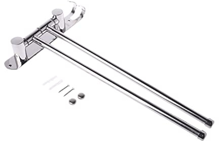 Generico Porta Asciugamani Portasciugamani con 2 Bracci girevoli in Acciaio Inox Supporto da Parete per Cucina e Bagno