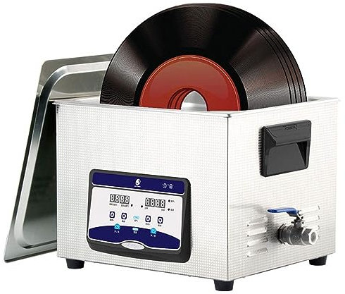 Jrcfnss Nettoyeur à ultrasons 15L, Nettoyeur de disques Vinyle à ultrasons avec écran Tactile LCD/30min de Nettoyage Rapide/Fonction de Chauffage, adapté aux Bijoux, bagues, Lunettes