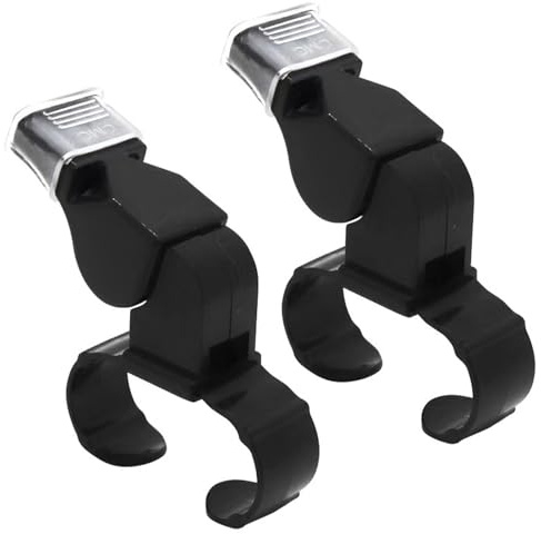 2Pcs Handheld Whistle Finger Grip Sport Referee Whistle, Referee Whistle Black Plastic Finger Grip Loud Crisp Sound Whistle Reusable Sports Whistles, for Training and Outdoor Camping (Black)