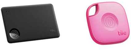 Tile by Life360 Slim (2024) - Wallet Finder, Bluetooth Tracker and Item Locator for Luggage Tags, Passports and Keys Finder Bundle, Black + Pink