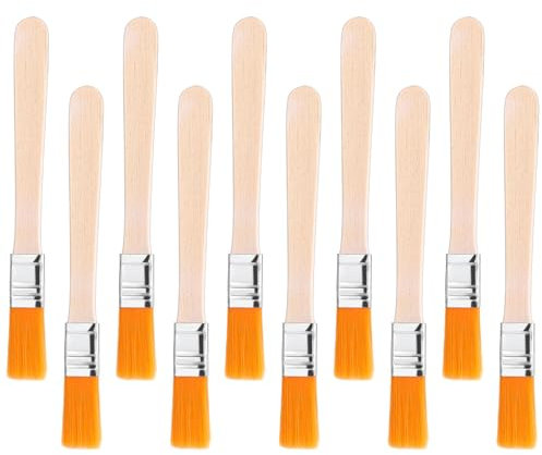 Juego de 10 pinceles pequeños de pintor, pincel plano, pincel para barniz, pincel de cerdas, pincel largo, pequeño artista, pincel para detalles, pincel para ventanas, con mango de madera para pintar