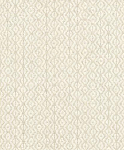 Rasch Tapet 410655 – fleecetapet med medelhavs-ikatmönster i beige-vitt med textilutseende – kollektion: Beachhouse
