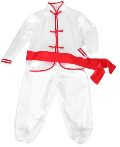 FRCOLOR Tenue de Kung-fu pour Garçon et Filles en Polyester Confortable et Résistante, Traditionnel Blanc à Manches Longues, pour Entraînement Tai- et Arts Martiaux