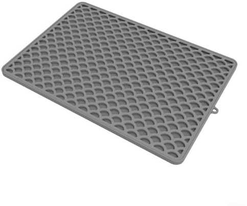 Alfombrilla de arena para gatos, diseño de doble capa, orina y material impermeable, resistente a los arañazos, para caja de arena (gris)