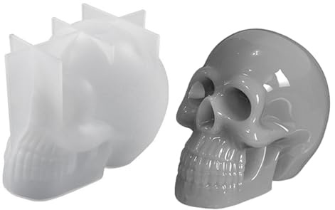 Skull Silicone Mold - Skull Candle Mold | Casting Decoration for Handmade Epoxy Sculpture Molding 3D Clay Crafts Candle Making Halloween Home Arts Holidays Parties