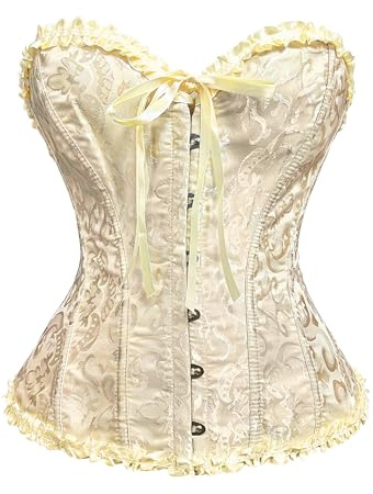 Wikoan Corsetto Donna Sexy Corsetti Bustino Elegante Corsetto da Donna Corsetti Stringivita Halloween,Beige,S