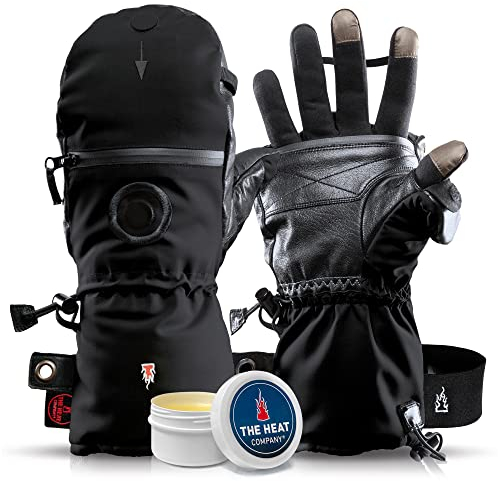 THE HEAT COMPANY - Heat 3 SMART – Die Handschuh Innovation – Handschuhe & Fäustlinge in Einem: Fäustling einfach umklappen - Handschuh Herren Winter & Damen, Skihandschuh, Wintersport, schwarz