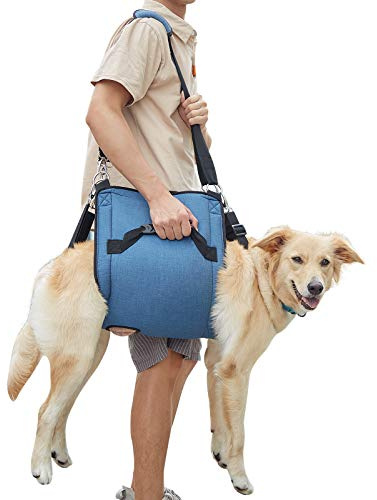 COODEO Dog Carry Sling, Zaino di emergenza Pet Gambe Supporto Dog Lift Harness, Cane Carrier per Cani Artrite (2XL, blu)
