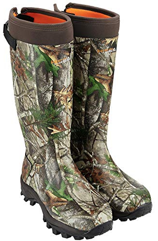 HISEA Apollo Rubber Rain Boots, Tall Warm Neoprene Waterproof Insulated Basic Hunting Boots, Mens Adjustable Winter Boots Durable Slip Resistant Outdoor Hunting Fishing Working Boots for Men