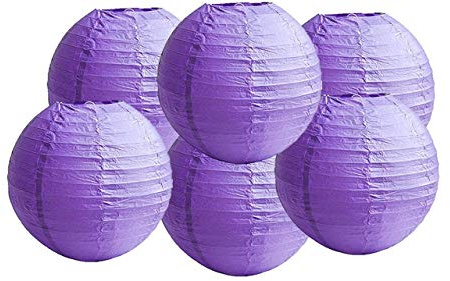 Paper Lanterns Mix Color Packs of 6 Round Paper Lanterns Lampshade Party Decorations (Purple, 14 (35 Cm))