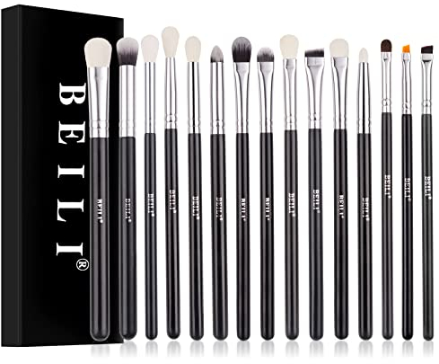 BEILI Pinceaux Maquillages Yeux Professionnel,15pcs Pinceau Fard à PaupièRes Kit,Surligneur Anti-Cernes Pinceau Sourcils Eyeshadow Makeup Brush Ensemble,Blending Applicateur Outils CosméTiques Set