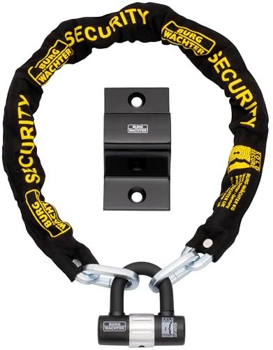 Burg-Wachter Wachter 1.5M Sold Secure Gold Bike Chain, Lock and Ground Anchor Kit Black