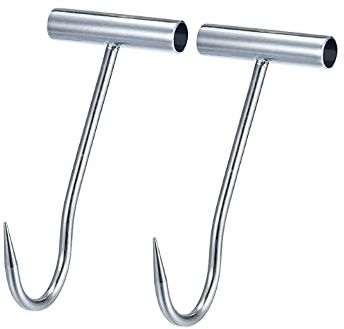 uxcell 8inch T-Handle Meat Boning Hook, Galvanized T Hooks for Kitchen Butcher Shop Restaurant 2Pcs