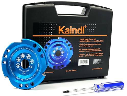 Kaindl Super-Carver V9 - Fresa per smerigliatrice angolare 115/125 mm, fresa per legno di alta qualità con taglio HW e funzione di visualizzazione (in valigia)