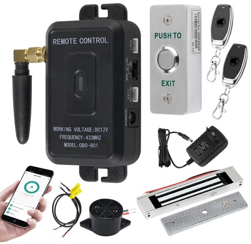 QTTYELOK WiFi Tuya APP Access Control System Kit Wireless Fernbedienung Entriegeln Tor Türöffner + 180KG/350lbs Elektrischer Magnetverschluss + Türausgangstaste