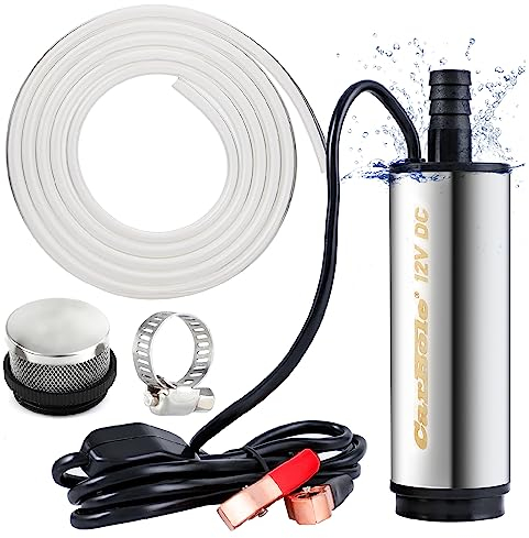 CarBole Fuel Transfer Pump 12V Water Pump 51mm with 3m Hose,Portable Oil Diesel Fuel Pump with The Crocodile Clip and Filter Removable,Suitable for Various Oil and Water Usage Scenarios