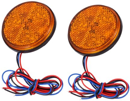 SEWOART 2 Pièces lampe feu de position latéral rond lumière LED réflecteurs clignotant réflecteur LED Feux indicateurs pour camions marqueur lumineux réflecteur de queue de Plastique