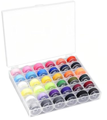 LWLWA Canillas Maquina Coser 36 Piezas Bobinas de Hilo con Hilo de Coser de 36 Colores, Transparente Bobina Máquina de Coser, Carretes de Hilo, para Máquinas de Coser, Confección de Ropa, DIY