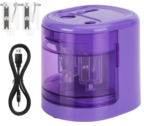 Electric Pencil Sharpener, Double Hole (Purple)