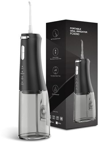 Wasser Dental Flosser Pick für Zähne - 4 Modi Oral Irrigator 300ML Zahnspange Flossers Cleaner, Portable IPX7 wasserdicht Oral Irrigator Professional Flossing Reinigung Picks für Home Travel（Black）