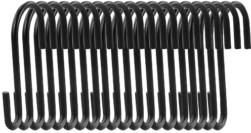 REBECASKYENS Ganchos en forma de S, 20 unidades, color negro, ganchos en S de aluminio, ideales para cocina, armario, garaje y jardín para colgar ollas y sartenes, tazas de café, ropa, plantas