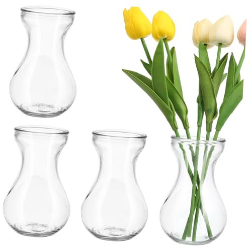Healifty 4pcs Glass Hyacinth Bulb Vases Small Bud Vases for Desktop Planter and Indoor Use