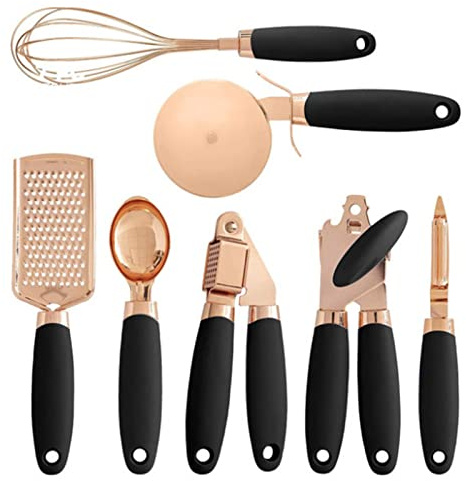 S Kitchen Gadgets Gifts Cool Unique Gifts Cheese Cutter for Women Tools Copper Coated Stainless Steel Utensils Ice Scream Scoop Peeler Garlic Press Cheese Grater Whisk