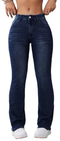 UIREHMK Women's Fleece Lined Jeans Winter Thermal High Waisted Stretch Jeggings, Thick Warm Lined Denim Pants (XS-XXL)(L) Blue