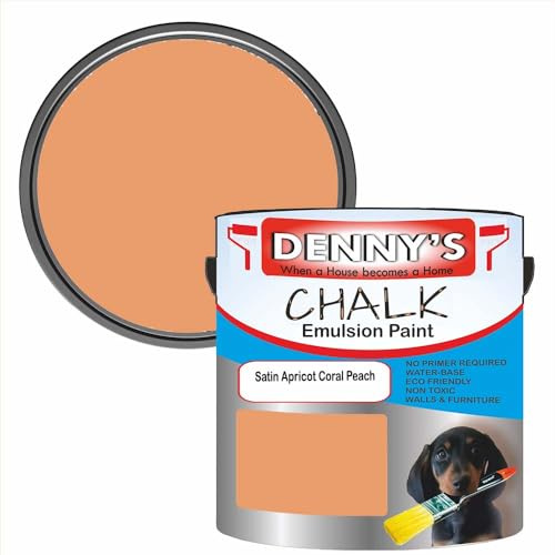 Premium Interior Wall & Furniture Chalk Paint – Satin Apricot Coral Peach – Rich Matt Finish, Durable & Washable, Low Odour, Ideal for Living Rooms, Bedrooms & Hallways (500ML Tin)
