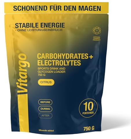Vitargo Kolhydrater Pulver med Elektrolyter, 750 g Isotonisk Sportdryck Pulver - Snabb Energi Före och Under Träning, Skonsam för Magen, för Uthållighetssport, Alternativ till Maltodextrin, Citrus
