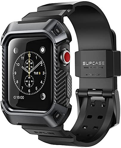 SUPCASE [Unicorn Beetle Pro Case for Apple Watch 3 [42mm], Rugged Protective Case with Strap Bands for Apple Watch Series 3/2/1 (Black)