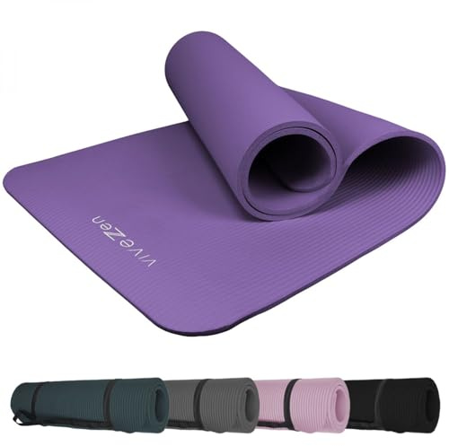 Vivezen - Tapis de yoga, de gym, d'exercices 180 x 60 X 1 cm + sangle de transport - Plusieurs coloris