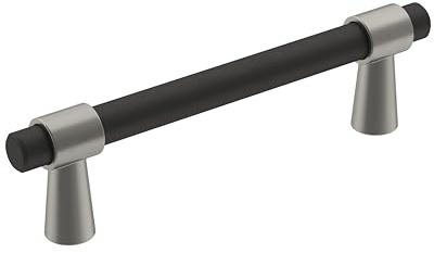 Amerock | Cabinet Pull | Matte Black/Satin Nickel | 3-3/4 inch (96 mm) Center-to-Center | Mergence | 1 Pack | Drawer Pull | Cabinet Handle | Cabinet Hardware