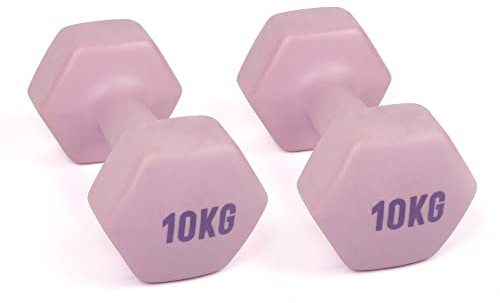 MYGA Hex Dumbbells - Pair of Neoprene & Cast Iron Hexagonal Dumbbell Hand Weights for Women and Men at Home & Gym - Weight: 10 kg