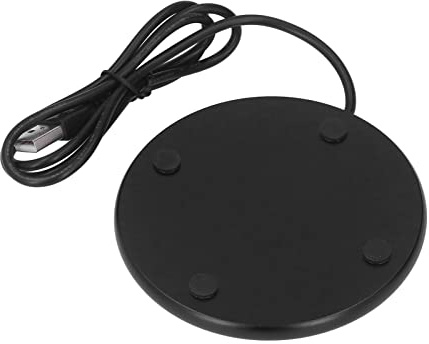 Koppvärmare med USB, 55 °C konstant temperatur, intelligent dryckesvärmare för koppar och glas, Ø 10,3 cm, svart