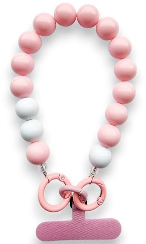 RATASK Mobile Phone Lanyard Wrist Strap, Acrylic Beads Chain Mobile Phone Lanyard, Keychain, charm, (Pink)
