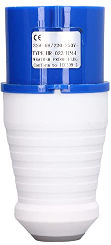 Wasserdichter IP44-Stecker, Blau, 32 A, CEE, 220–250 V, Einfacher Kabelanschluss, Vielseitig Einsetzbar für Brauerei, Werkstatt, Camping (HR-023 (männlich))