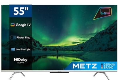 Metz Smart TV, MUD7000Y, 55(139 cm), UHD Direct Led, HDR, Google TV, HDMI e USB, Sottile, Moderno, Nero