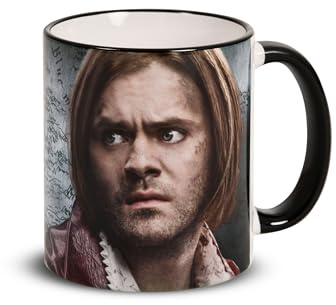 Elbenwald Witcher Mugg med Motiv av Riddarsporre och Varg Logo 320 ml Keramik Grå