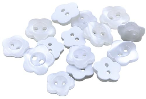 100 Stück Pflaumenblütenknöpfe, Blumenknöpfe Zum Nähen, Cardigan-Strickknöpfe, Babyknöpfe, Kleidungs-Dekorknöpfe, 2-Loch-Blumenknöpfe, Harz-Nähknöpfe (Weiß)