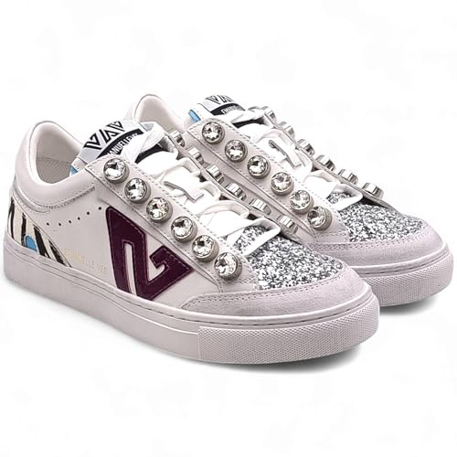 Scarpe donna sneaker Emanuélle Vee Olivia strass white/zebra D25EV04 442P-700-12-P011CB/WH-ZE 41