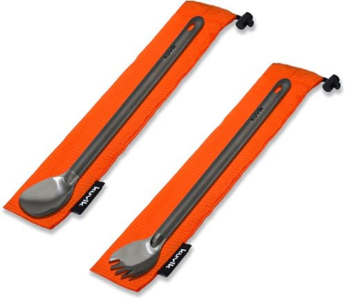 Kuvіk Titanium Spoon/Spork Combo - Ultralight and Compact for Backpacking