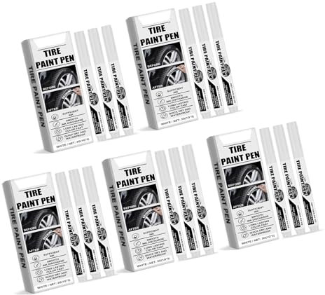 Lot de 15 stylos de retouche blancs pour pneus - Séchage rapide - Étanche - Pour marquage des pneus de voiture et réparation des rayures