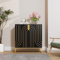 MROJISC Sideboard, Küchenschrank, Buffetschrank, Aufbewahrungsschrank, mit 2 Türen, Verstellbare Ablagen, für Wohnzimmer, Küche, Esszimmer(Schwarz)