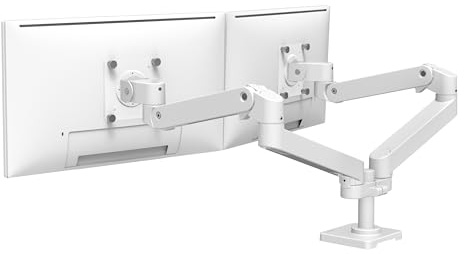 Ergotron – LX Pro Premium Dual Monitor Arm, VESA Desk Mount – for 2 Monitors Up to 27 Inches, 4 to 22 lbs Each – White